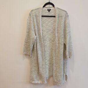 J.Jill Cotton Open Knit Spring Summer Beach Coastal Cardigan Gray Size XXL ECU